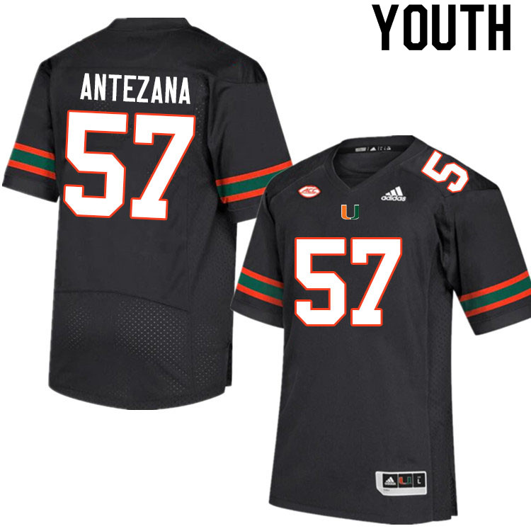 Youth #57 Matt Antezana Miami Hurricanes College Football Jerseys Sale-Black - Click Image to Close